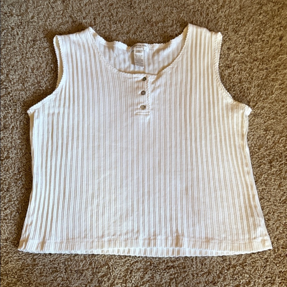 Jones New York Sport white Ribbed Tank Top Size Large